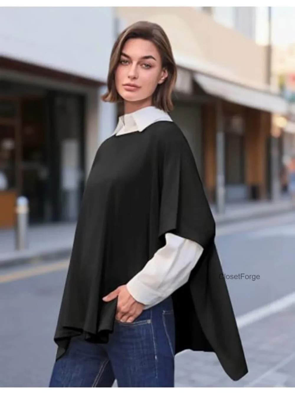 Oversized Knit Pullover Poncho Sweater Wrap